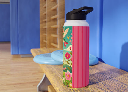 Geisha Fairy and the Hummingbird Blossom Stainless Steel Water Bottle, Standard Lid