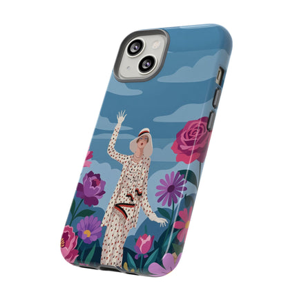 🌺👒 The Grand Flower Promenade Phone Case – Art Deco Fashion Illustration