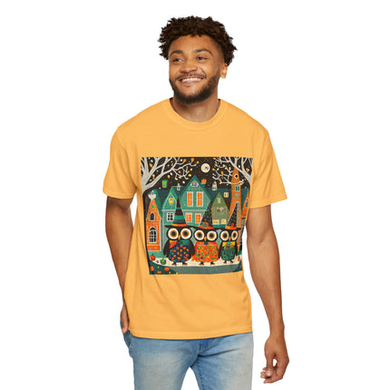 Night of the Trick-or-Treating Owlets Unisex Garment-Dyed T-shirt