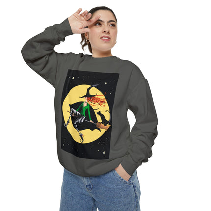 A Witch’s Moonlit Flight Unisex Garment-Dyed Sweatshirt