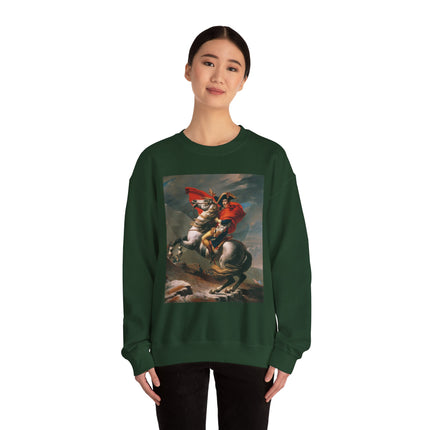 Napoleon Crossing the Alps by Jacques-Louis David Heavy Blend™ Crewneck Sweatshirt