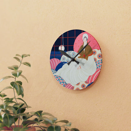 🌙🪶 The Lady Of The Midnight Salon Acrylic Wall Clock – Art Deco Bohemian Elegance