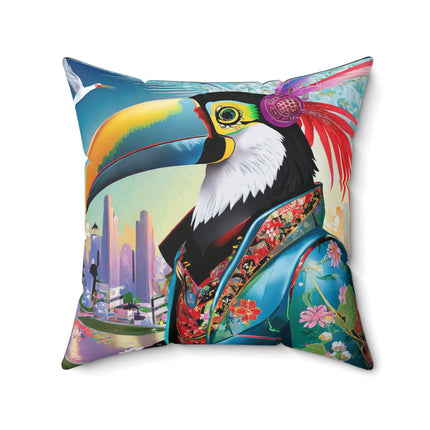 Cyber Toucan Chic Spun Polyester Square Pillow