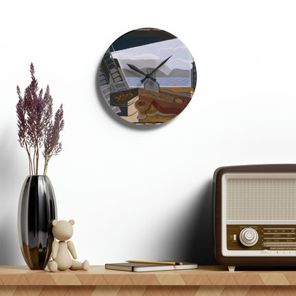 Open Window by Juan Gris Acrylic Wall Clock, Round and Square