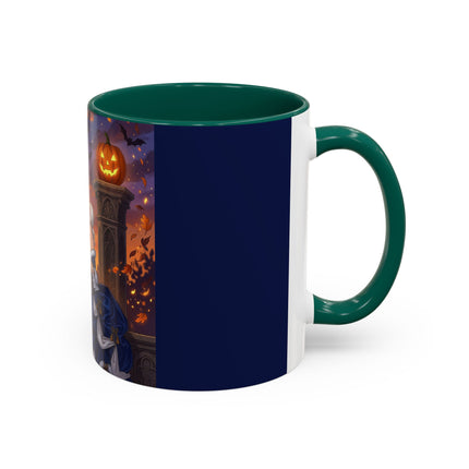 🎃💙 The Pumpkin Lantern Courtship Colorful Mug – Romantic Halloween Elegance