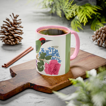 Woodpecker & Rose Colorful Mugs – Vibrant Spring & Bold Beauty