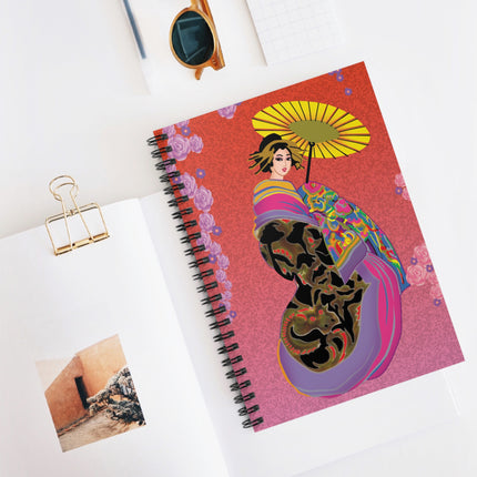 Enchanting Geisha Spiral Notebook - Ruled Line