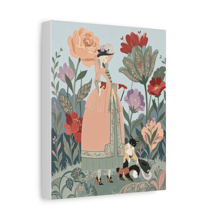 🌹🐈 The Lady And Puss In Boots Placemat – Art Deco Floral Whimsy