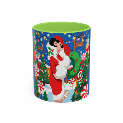 🦌🍬 The Lady Of The Peppermint Christmas Garden Colorful Mug – Colorful Art Deco Holiday Fantasy