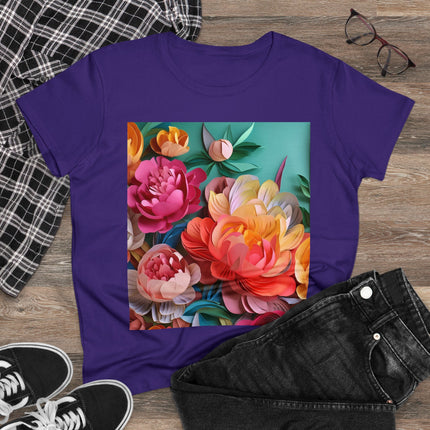 Peonies in Full Bloom Women's Midweight Cotton Tee
