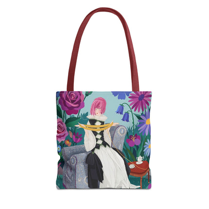 🌹🧶 The Lady Of The Golden Yarn Tote Bag – Art Deco Floral Elegance