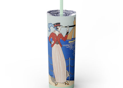 Costume de Yacht by George Barbier Skinny Tumbler with Straw, 20oz