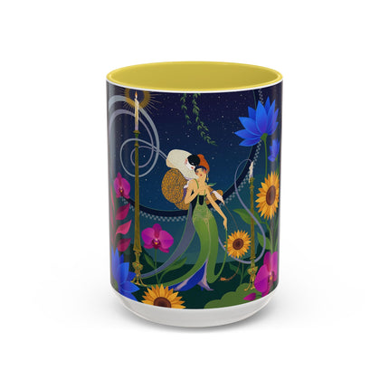 The Lady Of The Starlit Candles Colorful Mugs – Art Deco Theatrical Romance
