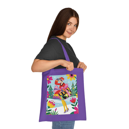 🎄🌺 Christmas In The Winter Garden Cotton Tote Bag – Art Deco Holiday Whimsy