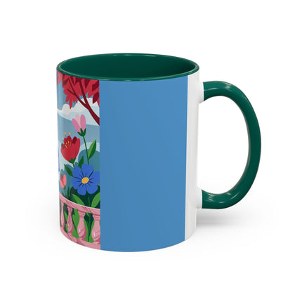 The Lady Of The Blossoming Terrace Colorful Mugs – Art Deco Floral Garden Elegance