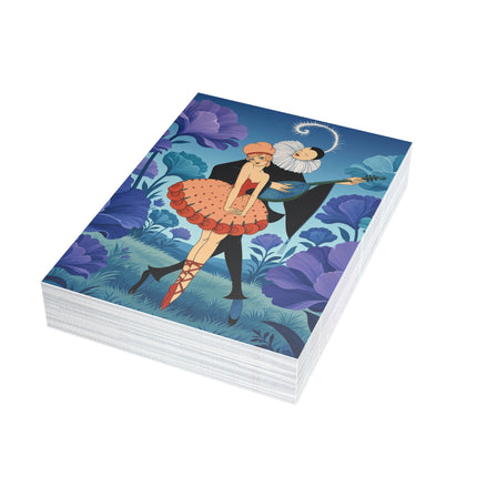 🎭🌺 The Garden Duet Postcards With Envelopes – Art Deco Musical Whimsy