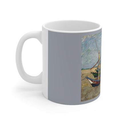 Fishing Boats on the Beach at Saintes-Maries by Vincent Van Gogh Ceramic Mug 11oz
