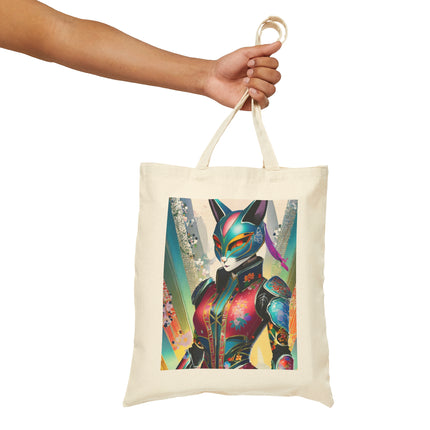 Cyberpunk Chic Cotton Canvas Tote Bag