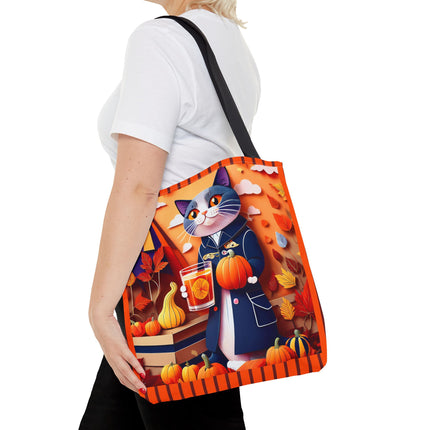 British Shorthair at an Autumn Market Tote Bag (AOP)