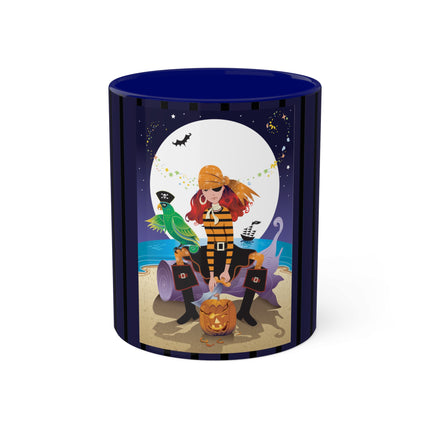 Moonlit Pirate Halloween Colorful Mugs, 11oz