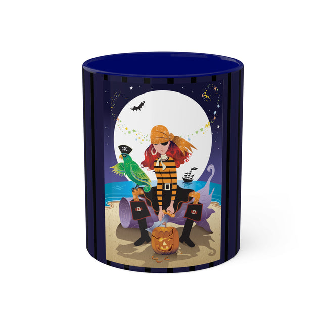 Moonlit Pirate Halloween Colorful Mugs, 11oz