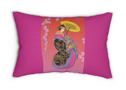 Enchanting Geisha Spun Polyester Lumbar Pillow