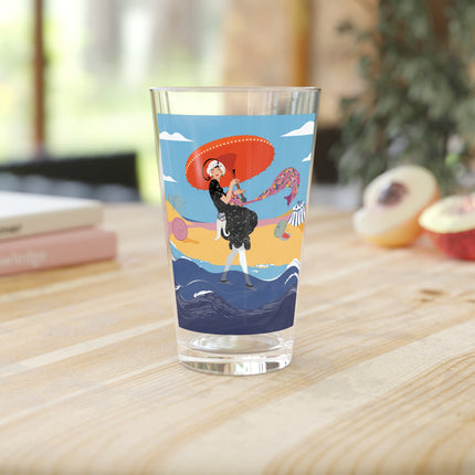 Beachside Promenade Pint Glass – Chic Summer Stroll & Coastal Glamour