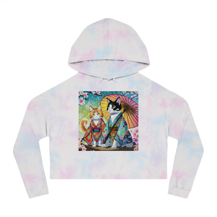 Kimono Kitties Cropped Hooded Sweatshirt