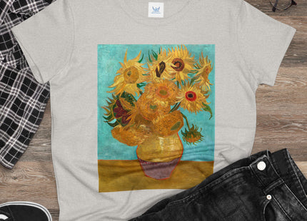 Vase with Twelve Sunflowers by Vincent van Gogh Women's Midweight Cotton Tee