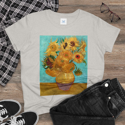 Vase with Twelve Sunflowers by Vincent van Gogh Women's Midweight Cotton Tee
