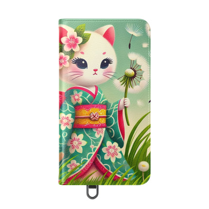 🌾🌼 Geisha Kitten and the Dandelion Wish Flip Case – Gentle Wishes & Quiet Wonder