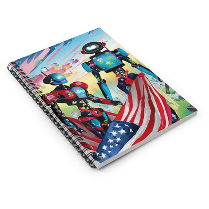 High Fashion Cyberpunk CIA Robots Spiral Notebook - Ruled Line