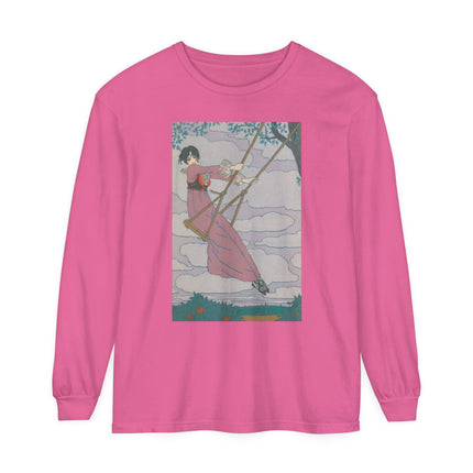 La balançoire by Georges Lepape Garment-dyed Long Sleeve T-Shirt