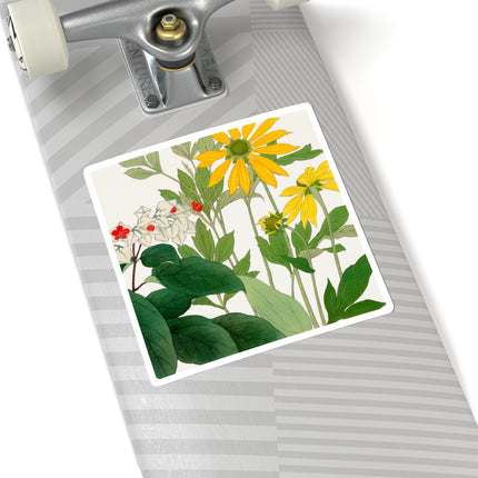 Clerodendrum & Rudbeckia Flower by Tanigami Kônan Kiss-Cut Stickers (4 Sizes)