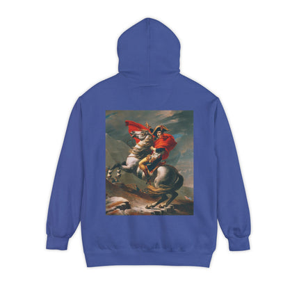 Napoleon Crossing the Alps by Jacques-Louis David Unisex Garment-Dyed Hoodie