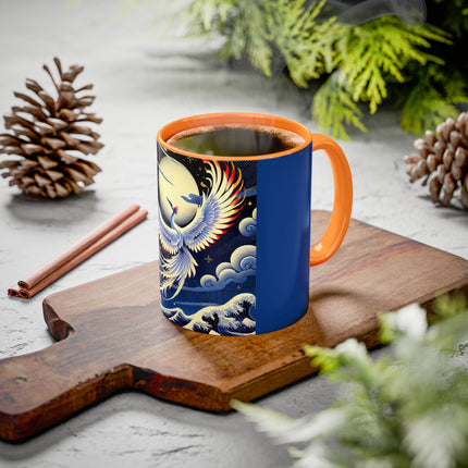 Majestic White Crane Colorful Mugs (11oz, 15oz)