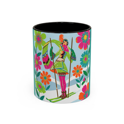 🎿🌸 The Winter Flower Adventurer Colorful Mug – Colorful Ski Fantasy