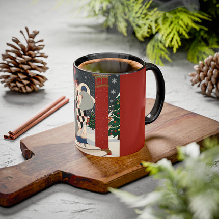 ❄️✨ The Winter Couture Promenade Colorful Mug – Art Deco Holiday Elegance