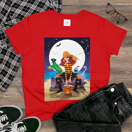 Moonlit Pirate Halloween Women's Midweight Cotton Tee