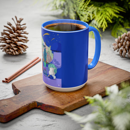 Wishes Beneath the Comet Sky Colorful Mug (11oz, 15oz) – Celestial Magic, Art Deco Elegance & Dreamy Wonder