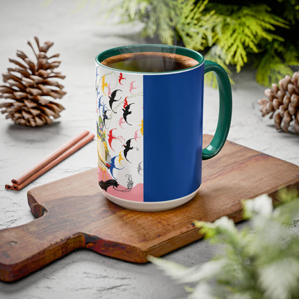 Flight of the Songbirds Colorful Mugs – Theatrical Whimsy & Colorful Harmony