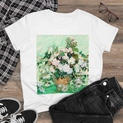 Roses by Vincent Van Gogh Women's Midweight Cotton Tee