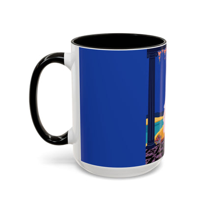 The Moonlit Promenade Colorful Mug (11oz, 15oz) – Blush Elegance, Coastal Romance & Art Deco Style
