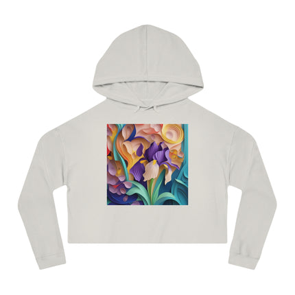 The Elegant Iris Flower Women’s Cropped Hooded Sweatshirt