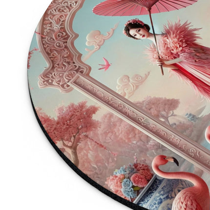 Petals, Porcelain, and Flamingos Mouse Pad