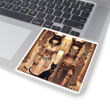 🐱🏛️ Egyptian Priestess Cats Kiss-Cut Sticker – Temple Guardians & Ancient Grace