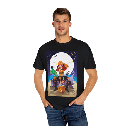 Moonlit Pirate Halloween Unisex Garment-Dyed T-shirt