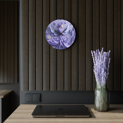 Lavender Fairy Acrylic Wall Clock, Round and Square