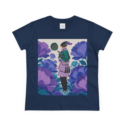 💜🌸 The Violet Garden Promenade Cotton Tee – Art Deco Floral Fashion