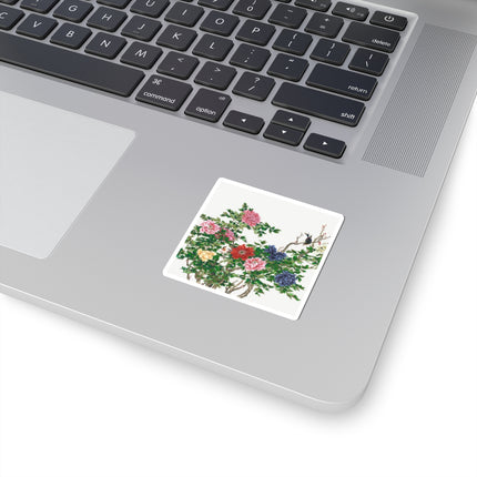 Peonies and Birds by Okamoto Shuki Kiss-Cut Stickers (4 Sizes)